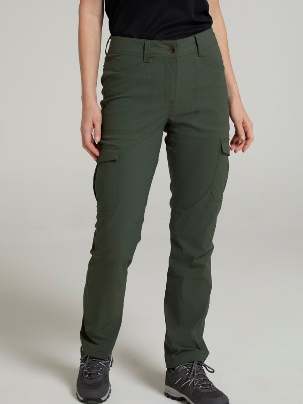 MOUNTAIN WAREHOUSE "Conniston" Stretch Cargo Outdoor Trousers Olive Women 14